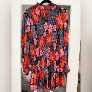 Farm Garden Navy Mini Smocked Dress